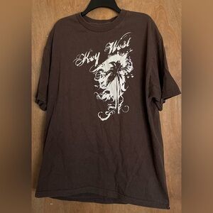 DEL SOL "Key West" Brown Short Sleeve T-Shirt Palm Tree (Front & Back) Men XL